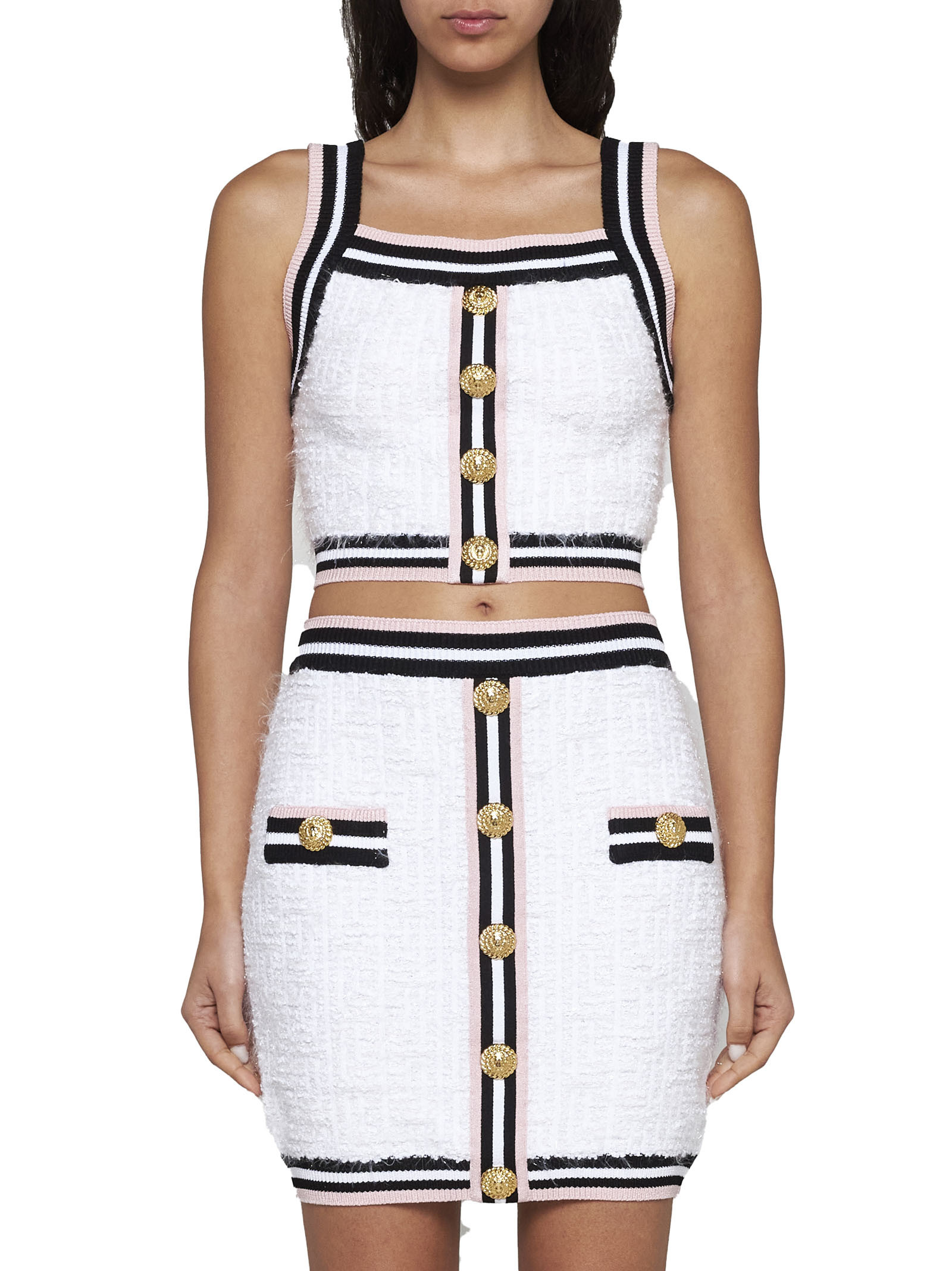 BALMAIN WHITE TWEED TOP 