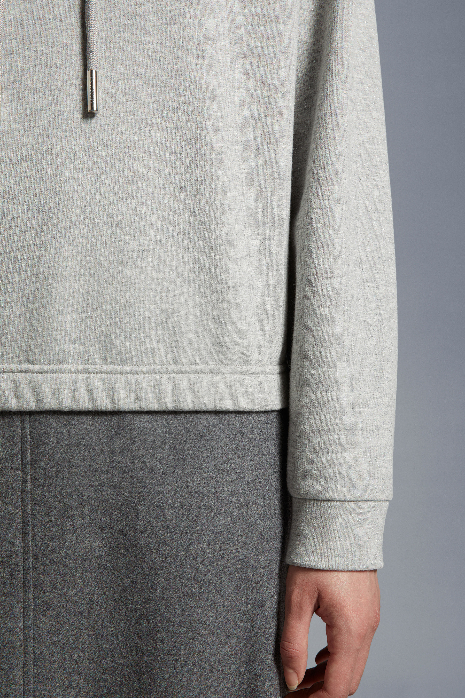 Moncler Logo-patch Cotton Hoodie In Gray