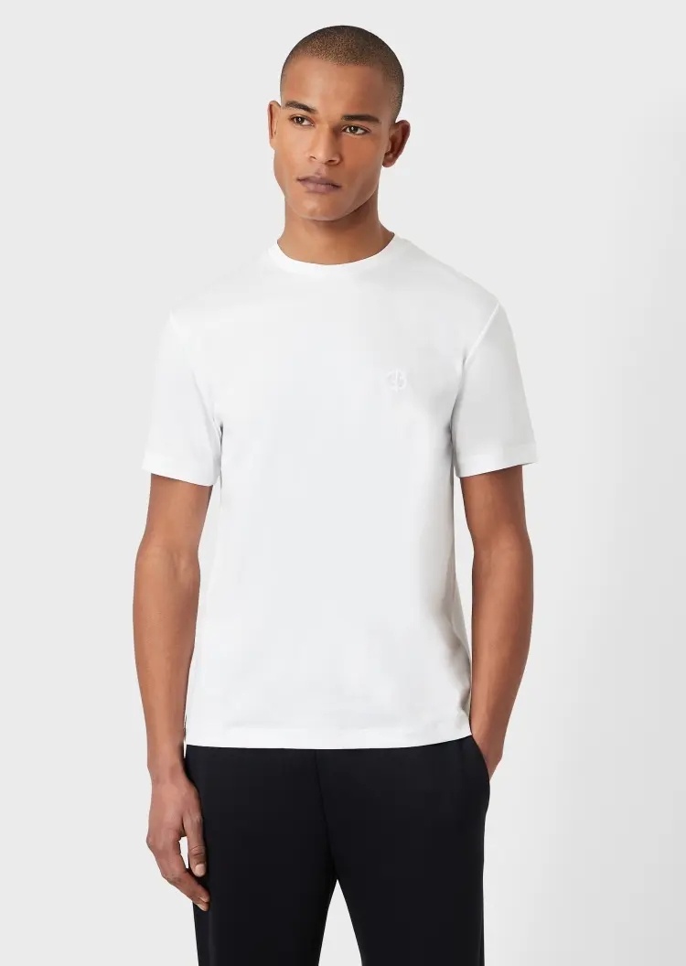Giorgio Armani Embroidered Logo T-shirt In White