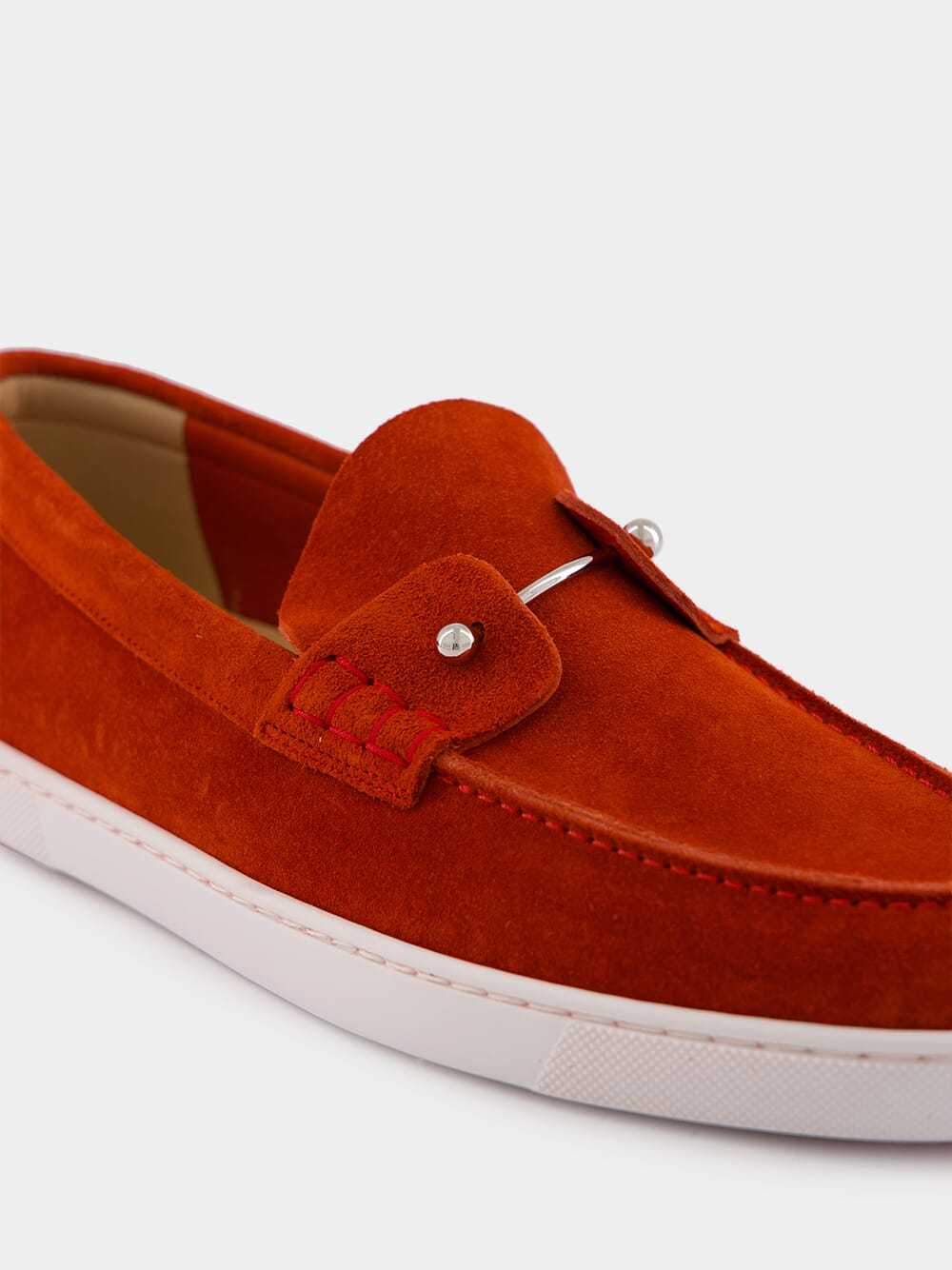 Christian Louboutin Round Toe Loafers In Red