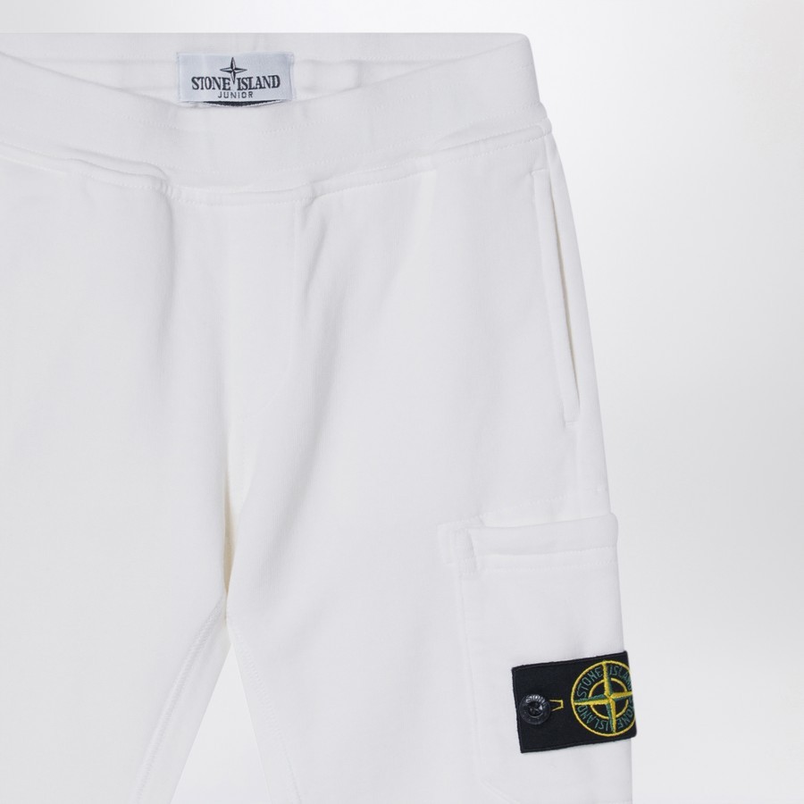 Shop Stone Island Cotton Track Pants In White