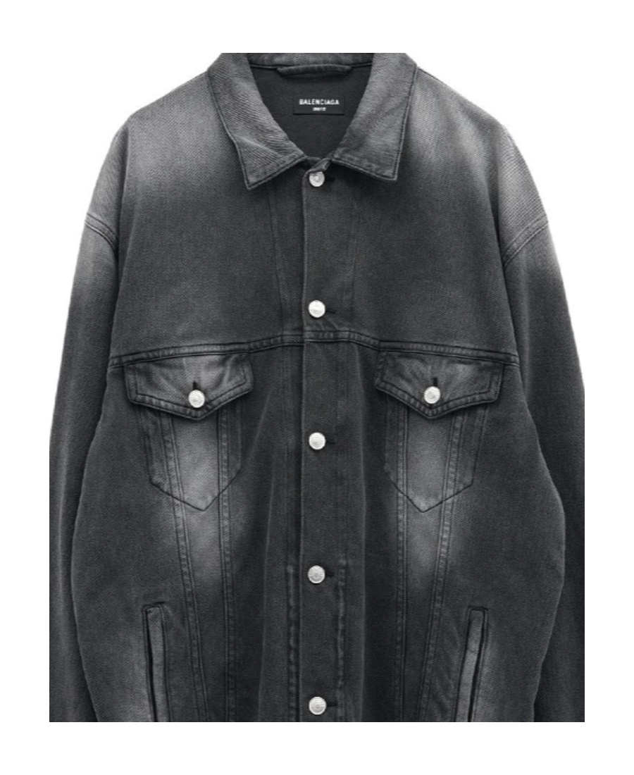 Balenciaga Faded Denim Jacket In Black