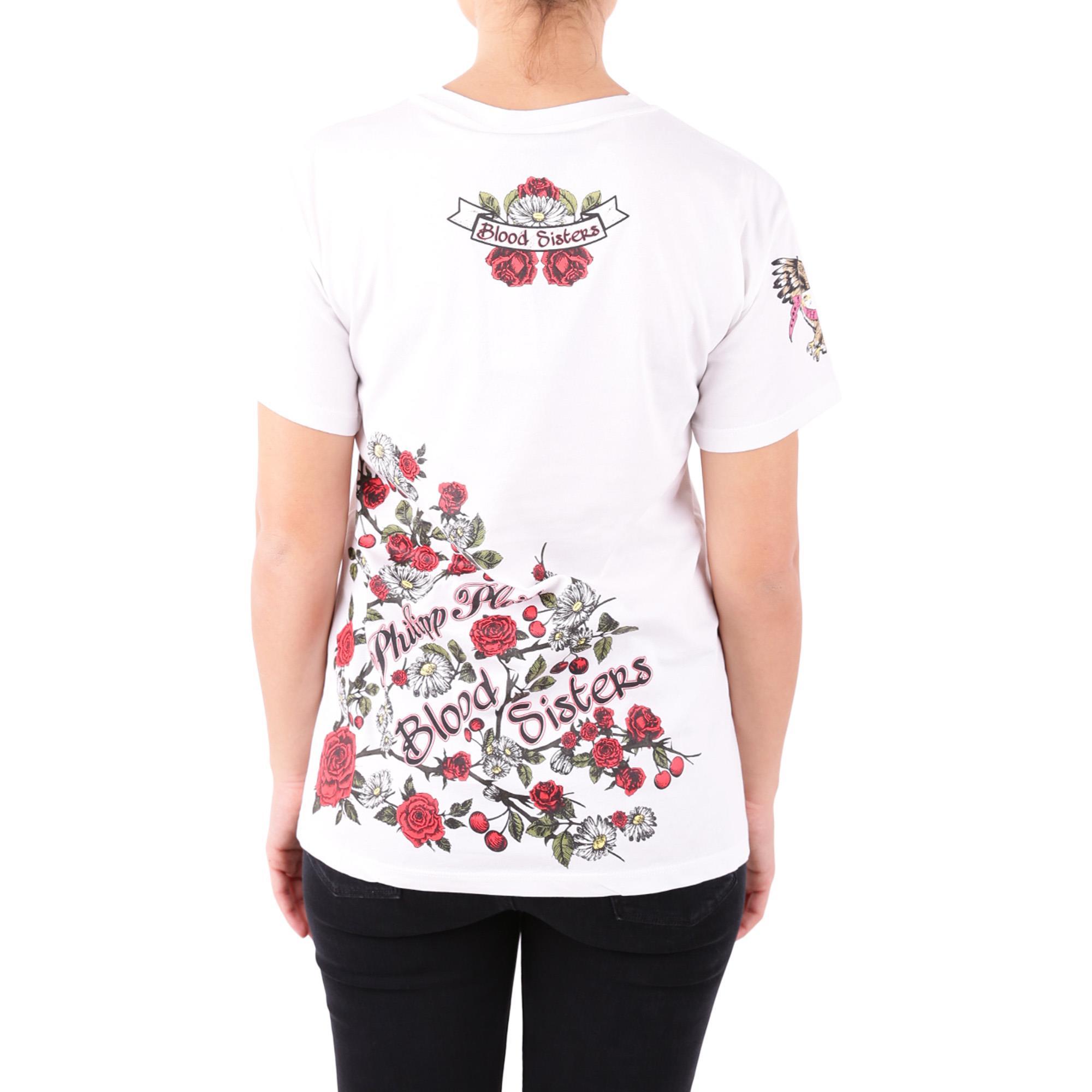 Philipp Plein Rose Printed T-shirt In White