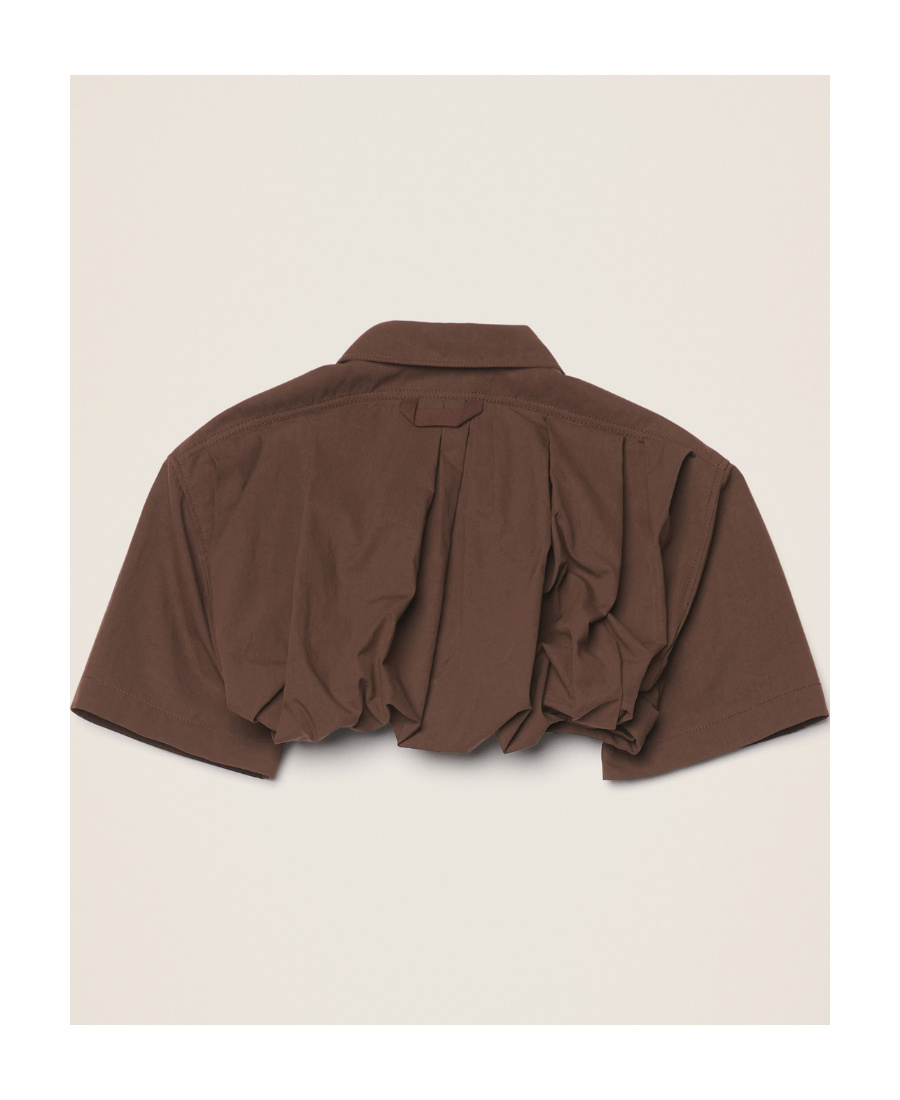 Jacquemus Silma Rolled-hem Cropped Top In Brown