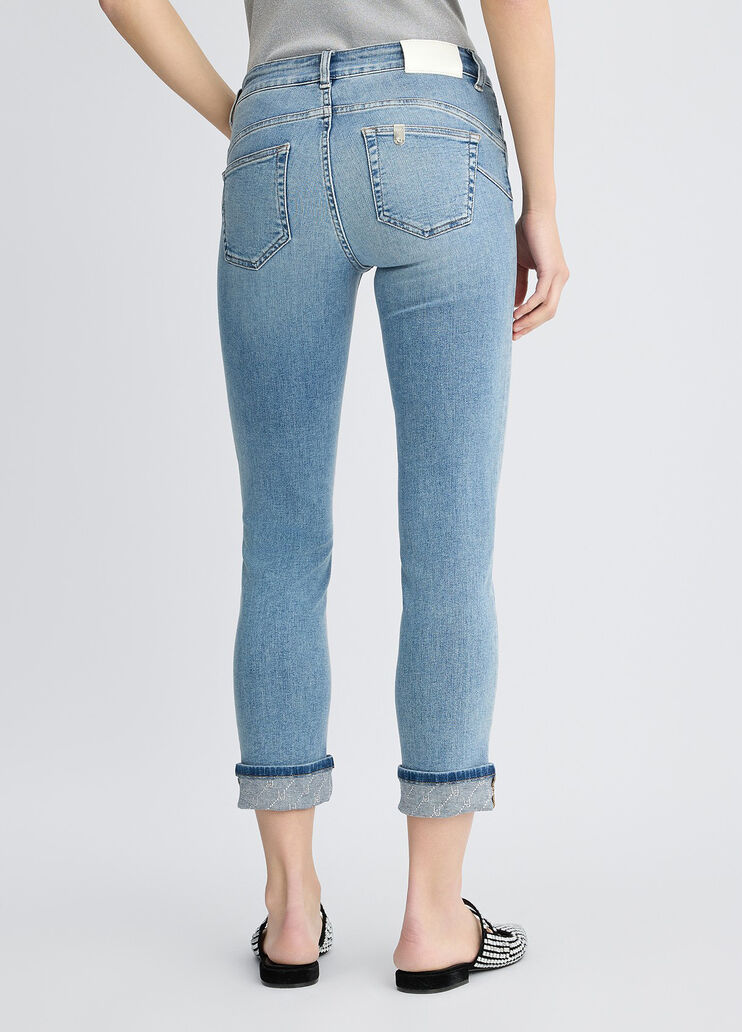 Liu •jo Liu Jo Blue Bottom-up Skinny Jeans With Turn-ups In Blue