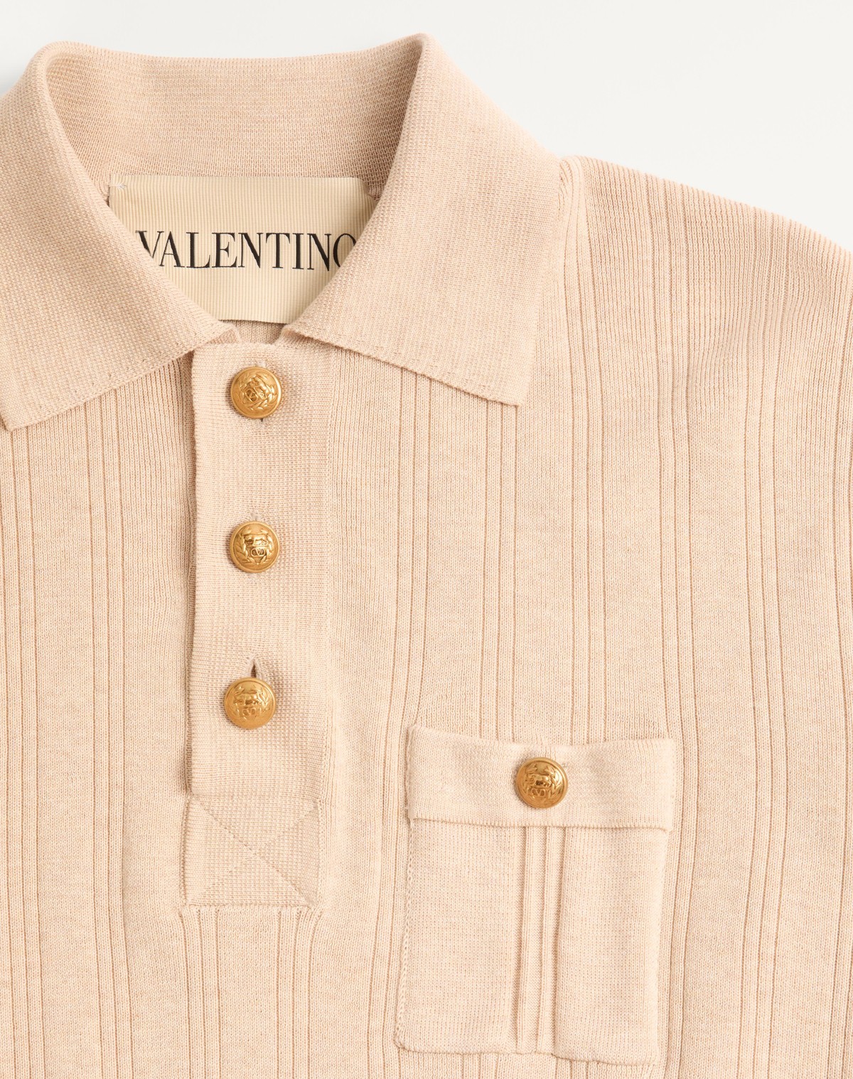 Valentino Garavani Fine-knit Polo Jumper In Nude