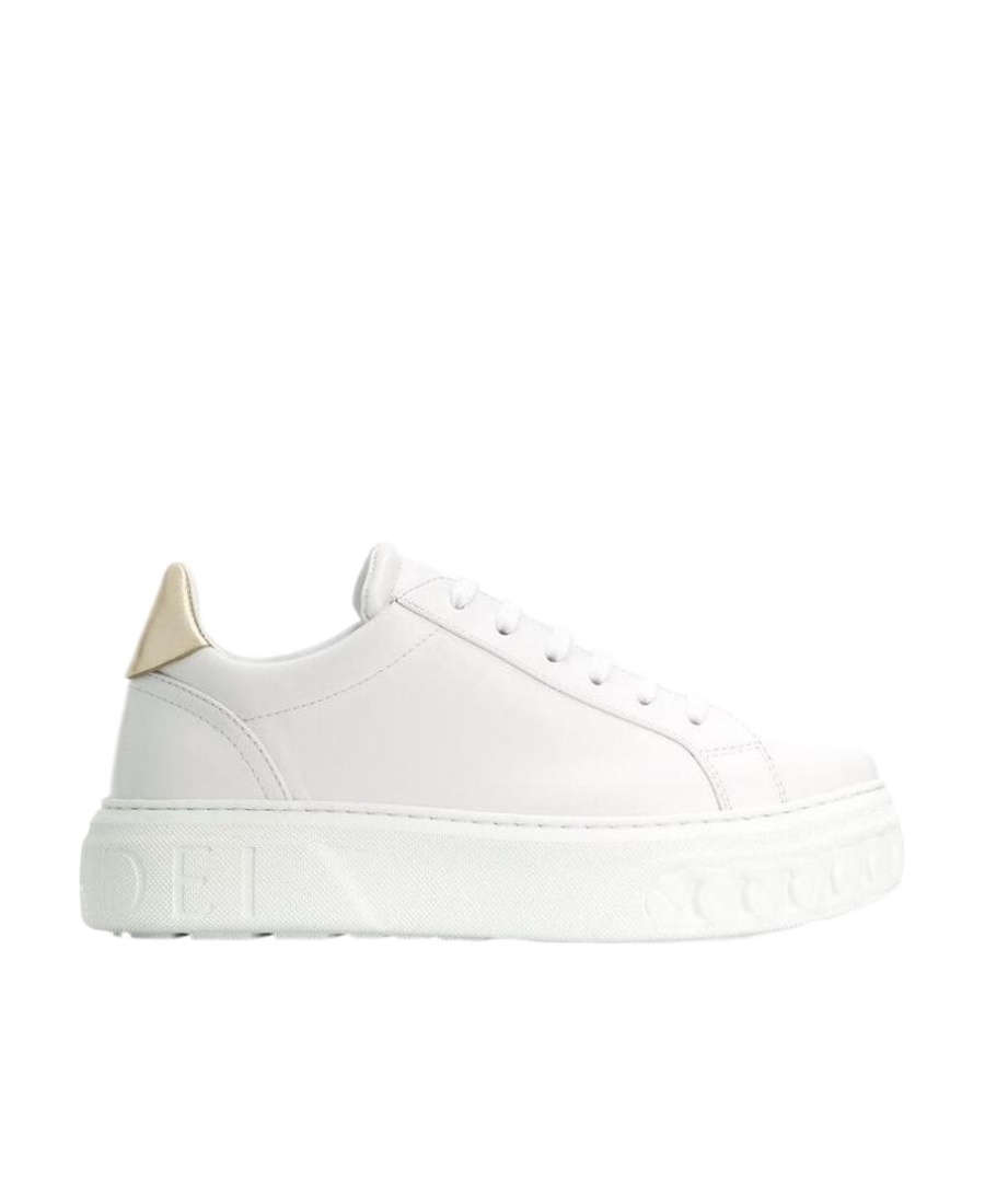 Casadei Chunky Sole Leather Sneakers In White