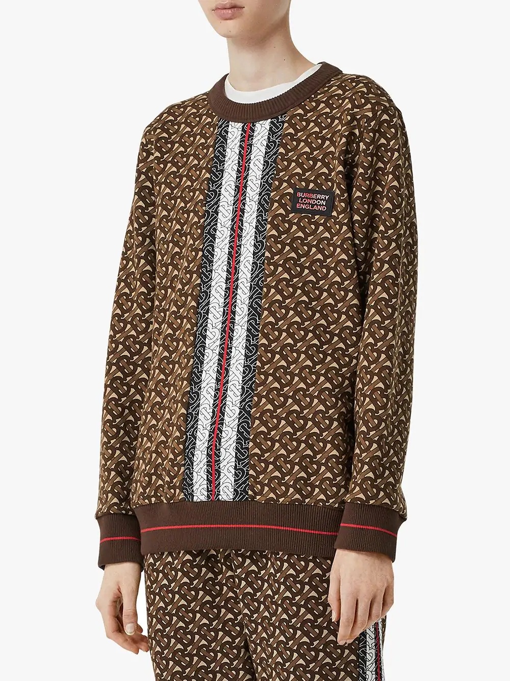 Burberry Monogram Stripe Print Cotton Oversized Sweatshirt In Multicolor