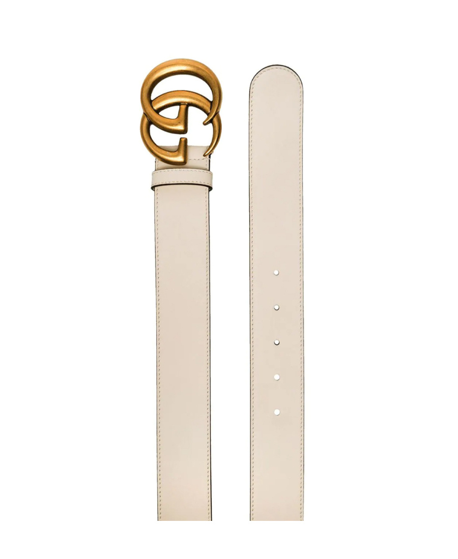 Gucci Double G Buckle Belt In White