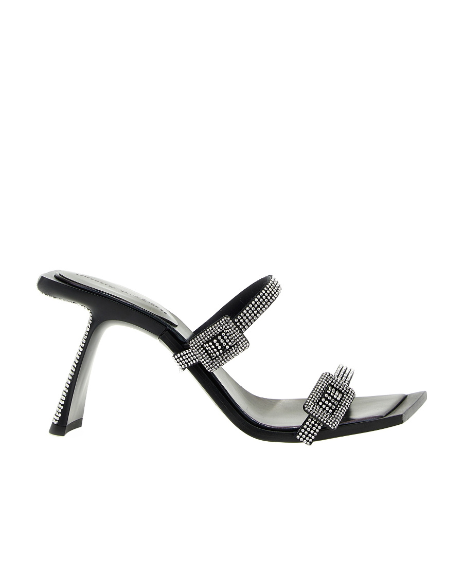 Benedetta Bruzziches Square Toe Rhinestone Double Strap Sandals In Gray