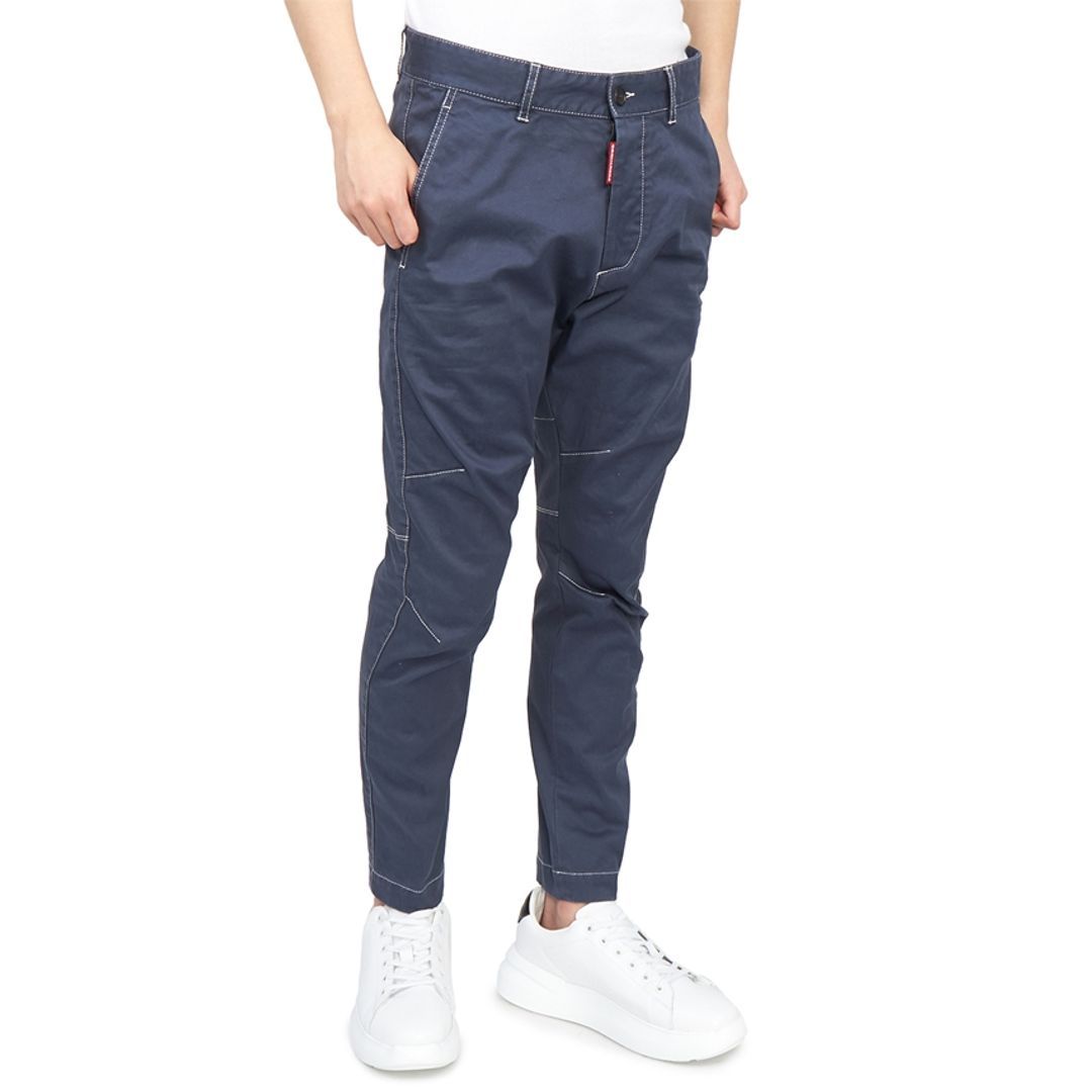 Shop Dsquared2 Contrast-stitch Tapered Trousers In Gray