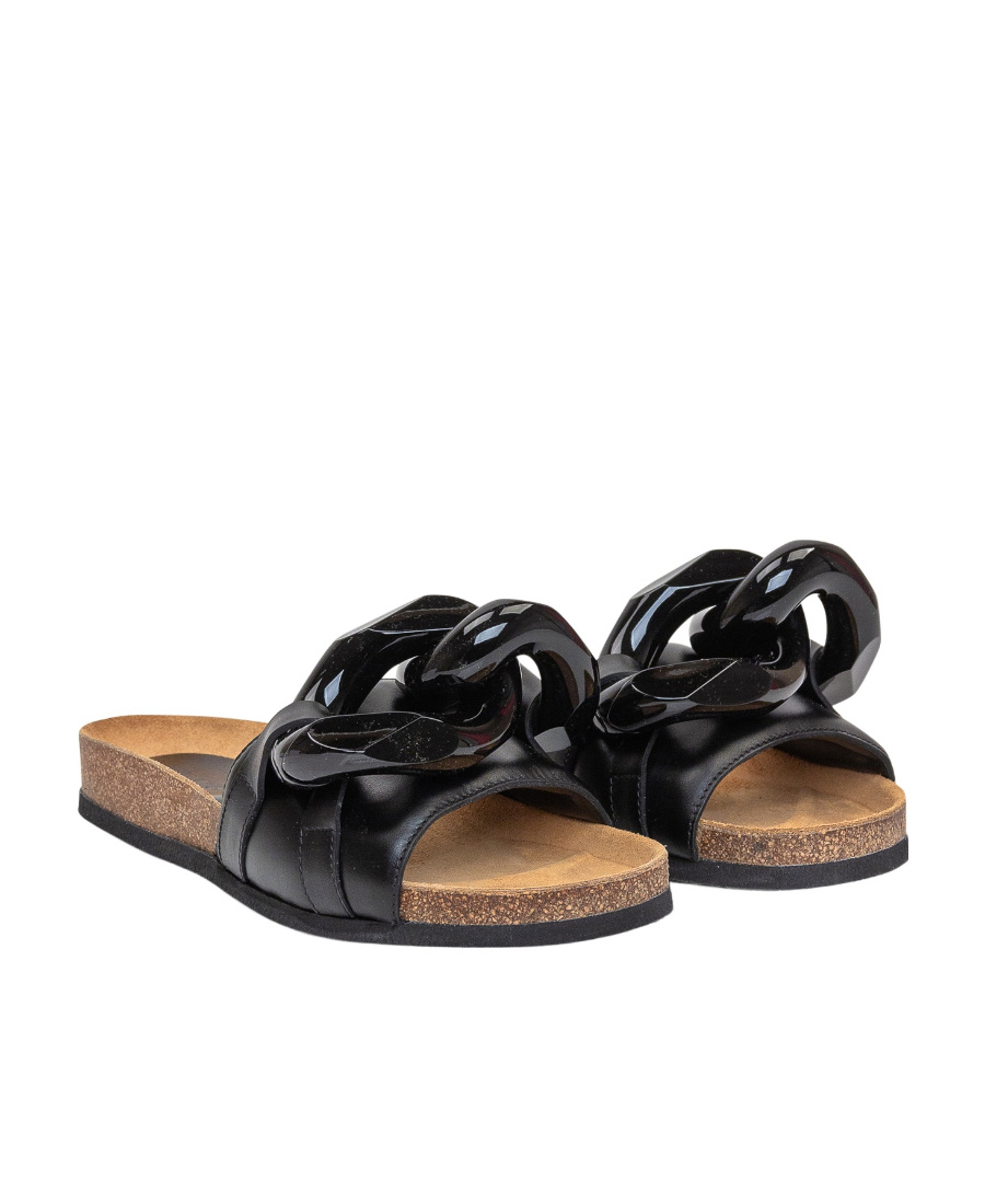 Jw Anderson Logo Slippers In Black