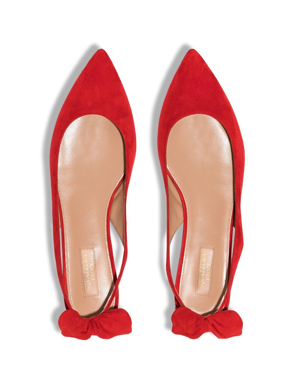 Aquazzura Bow Tie Suede Ballet Flats In Red