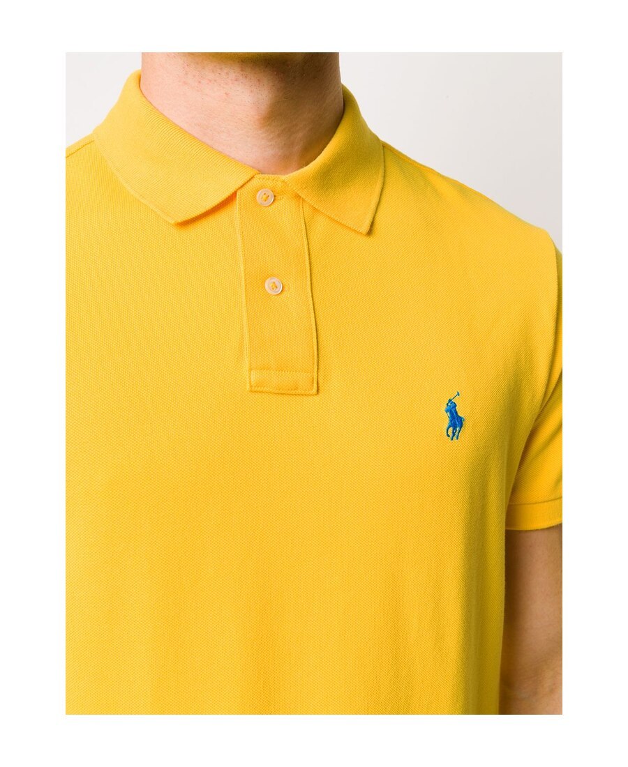 Polo Ralph Lauren Yellow Cotton Piquet Polo Shirt With Logo  In Yellow