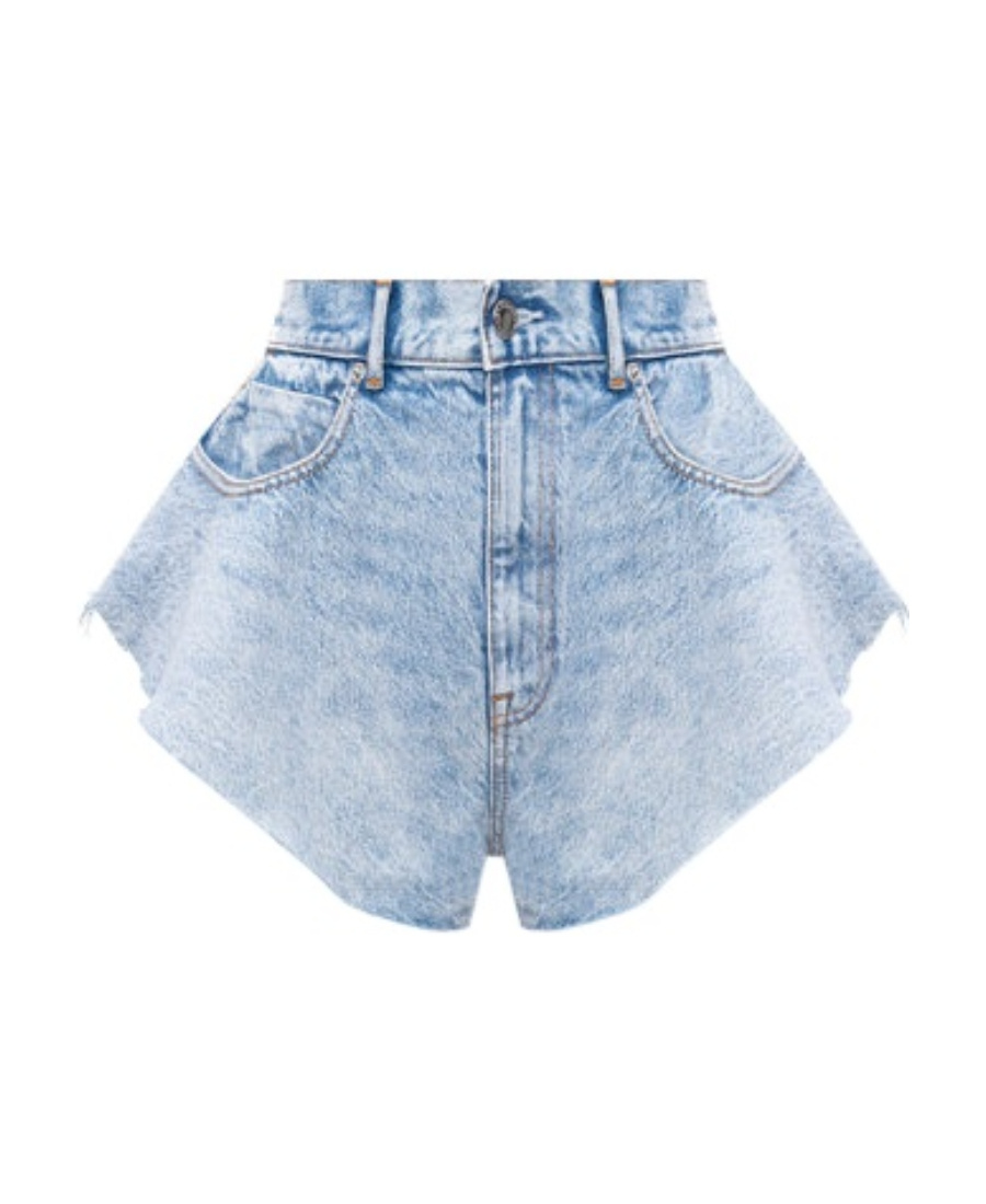 Alexander Wang Logo Denim Shorts In Blue