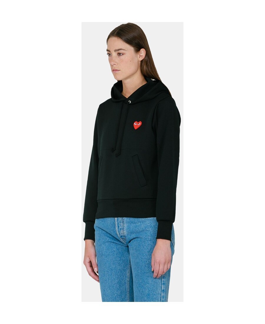 Comme Des Garçons Play Black Red Heart Patch Hoodie In Blue