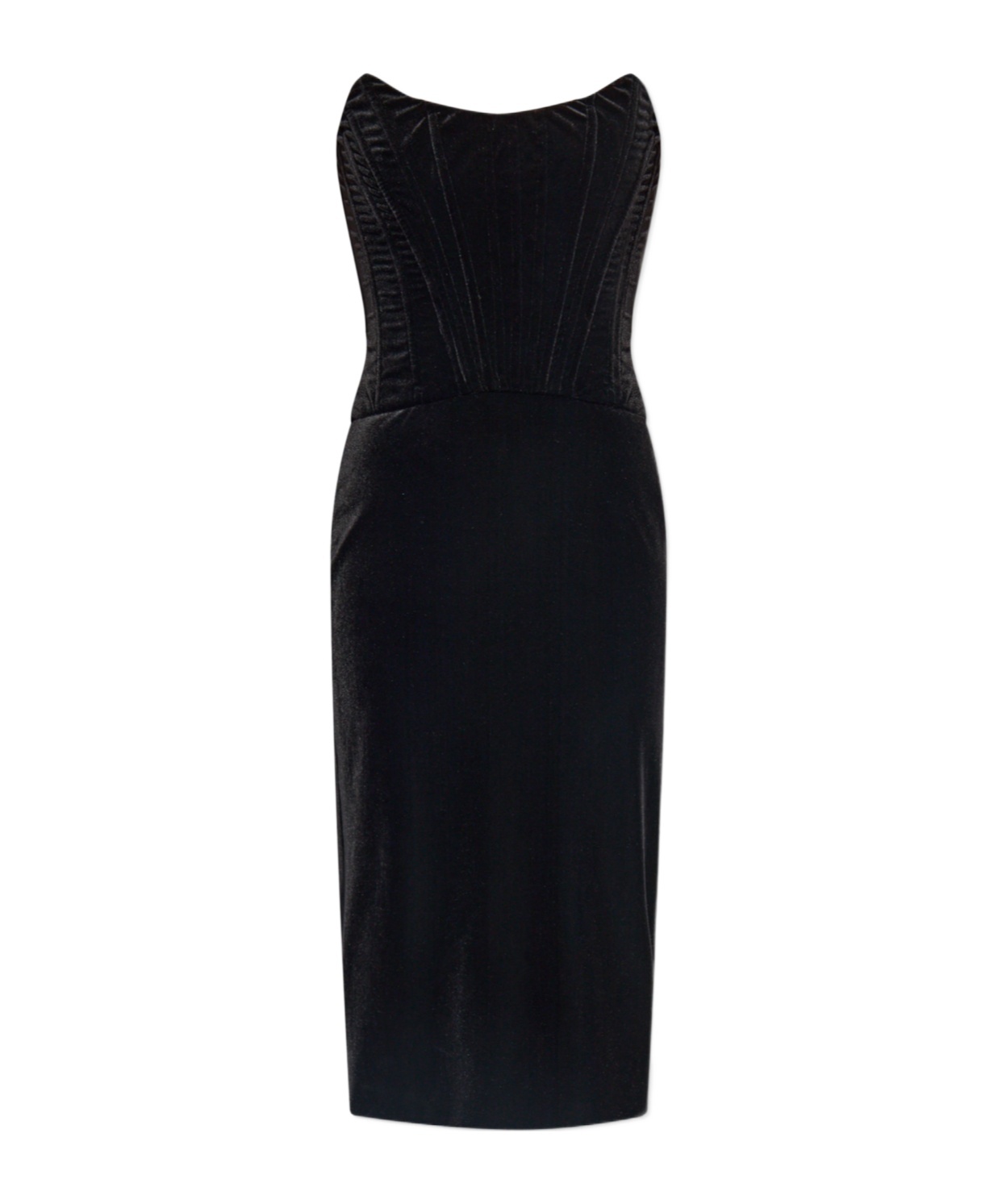 Dolce & Gabbana Velvet Calf-length Corset Dress In Black