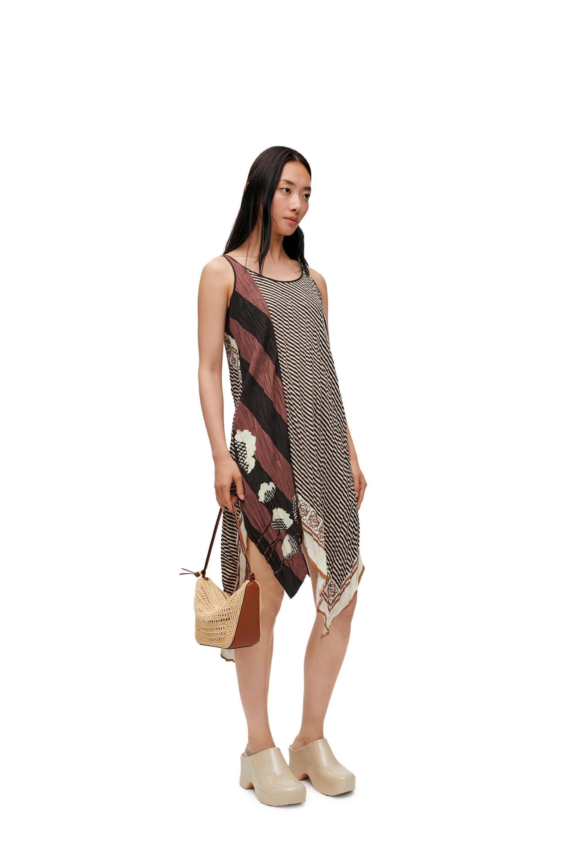 Loewe Printed Crinkled Midi Dress In Multicolor