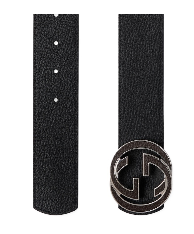 Gucci Reversible Belt With Interlocking G Buckle In Black