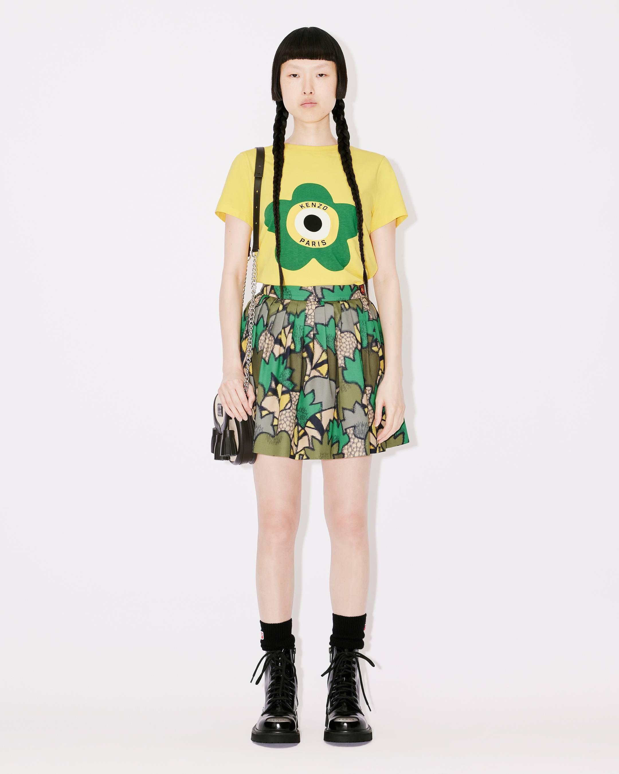 Kenzo Camouflage-print Pleated Mini Skirt In Multicolor