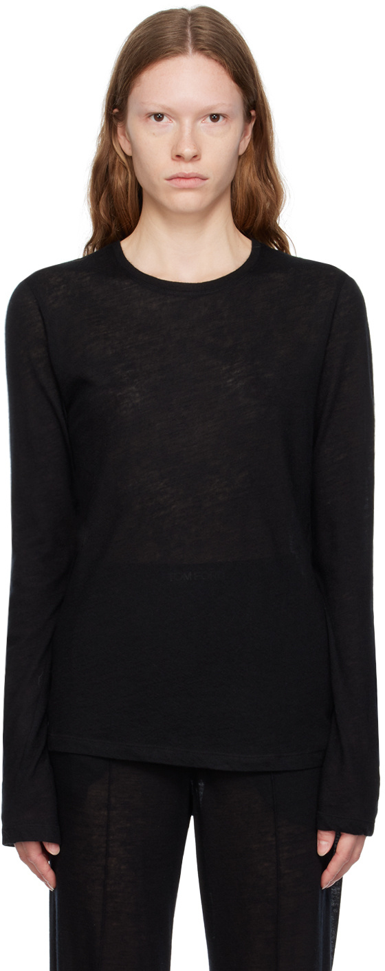 Tom Ford Crew-neck Cashmere Sweater In Black