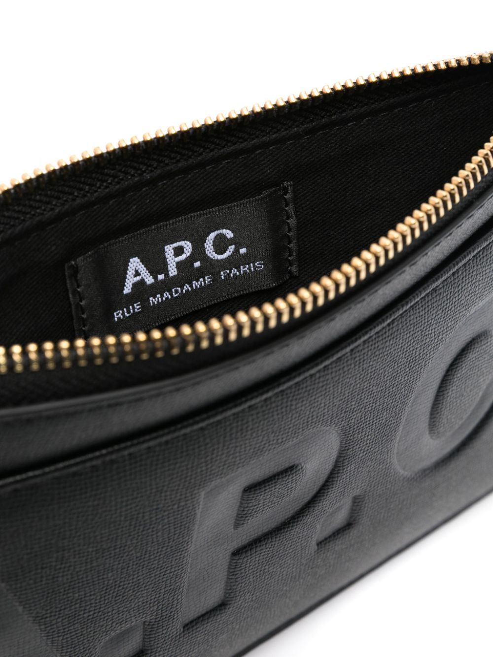 APC LOGO-DEBOSSED FAUX-LEATHER CLUTCH BAG 