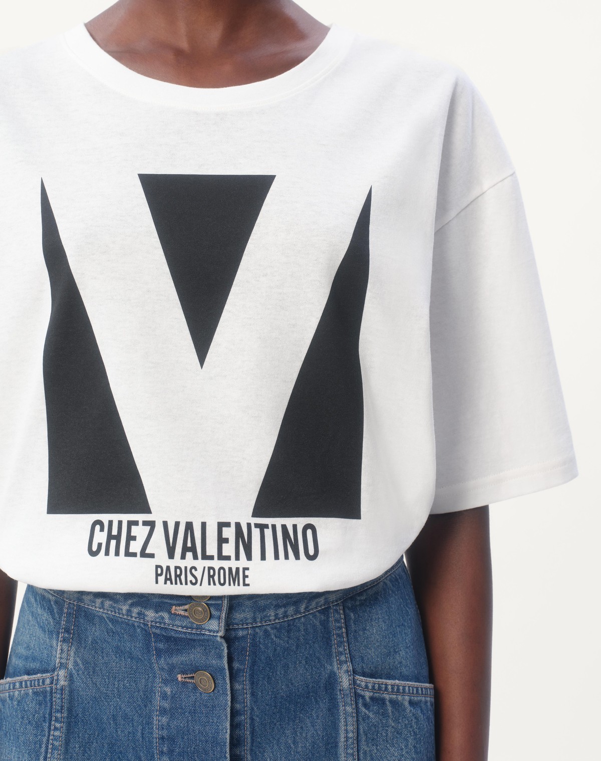 Shop Valentino Jersey Cotton T-shirt With Chez Print In White
