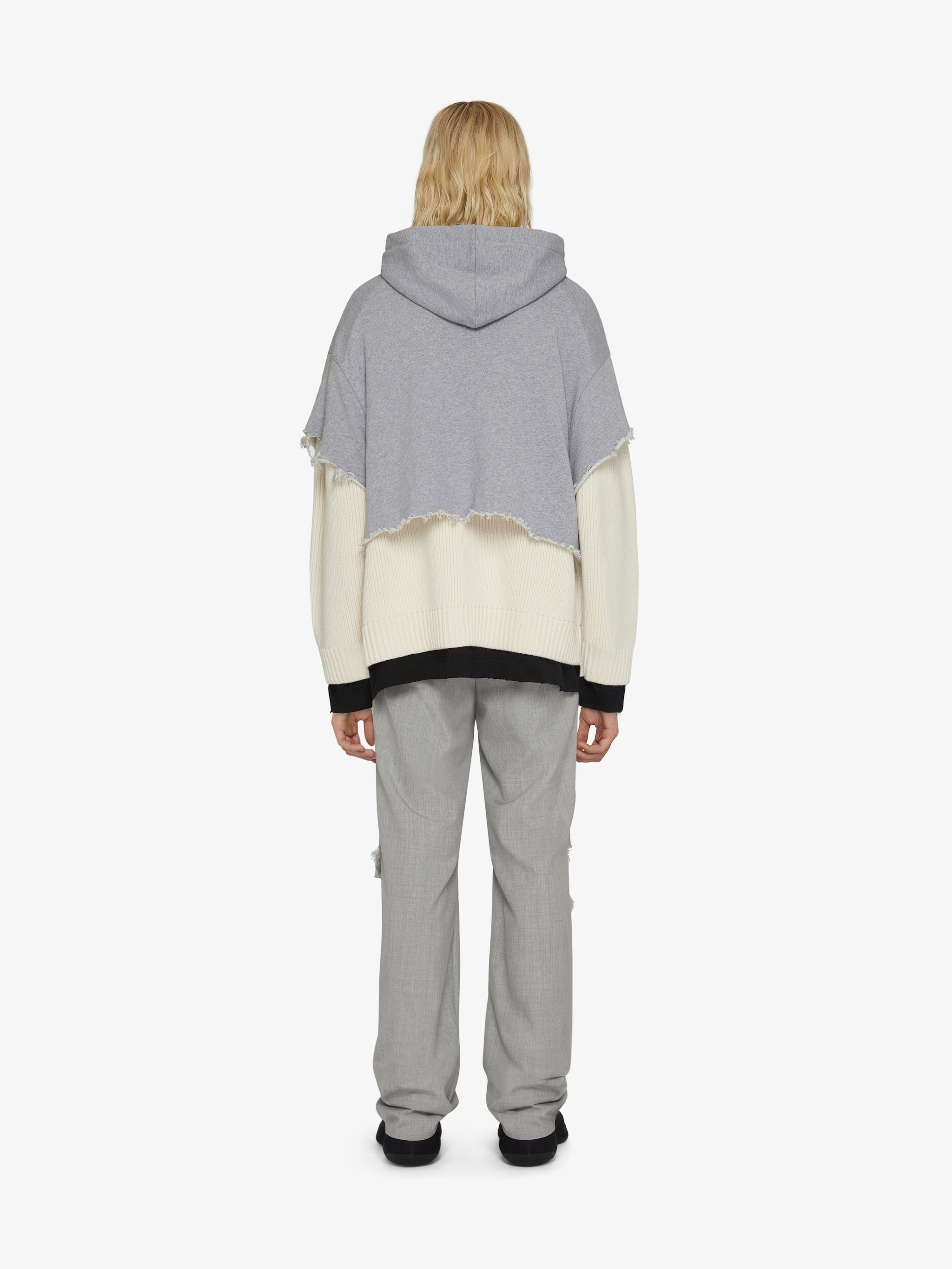 Givenchy Archetype Overlapping Effect Hooded Casual Jacket In Gray