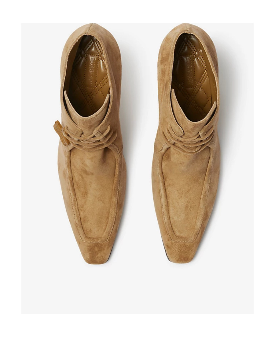 Burberry Suede Storm Ankle Boots In Yellow