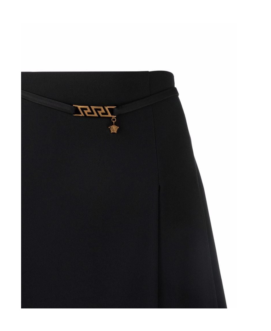 Shop Versace La Greca Chain A-line Mini Skirt In Black