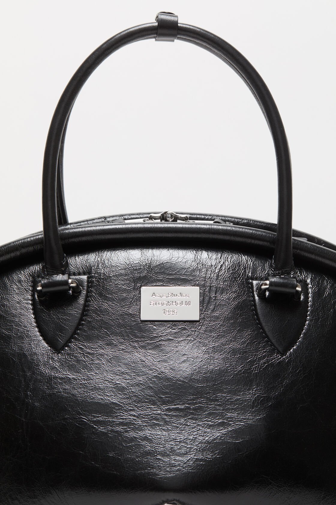 Acne Studios Small Bowlina Leather Shoulder Bag In Black