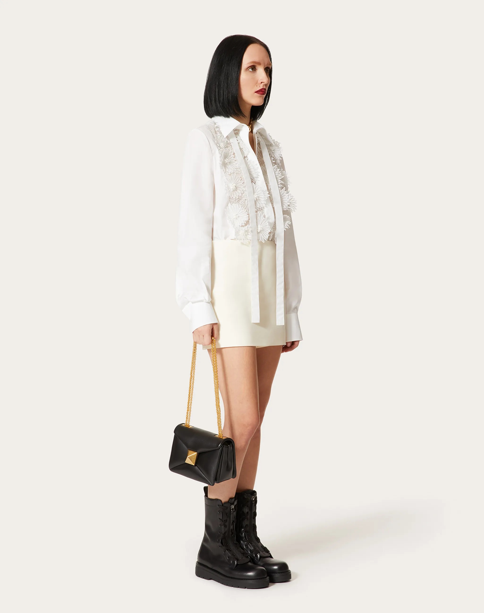 Shop Valentino One Stud Nappa Bag With Chain In Black