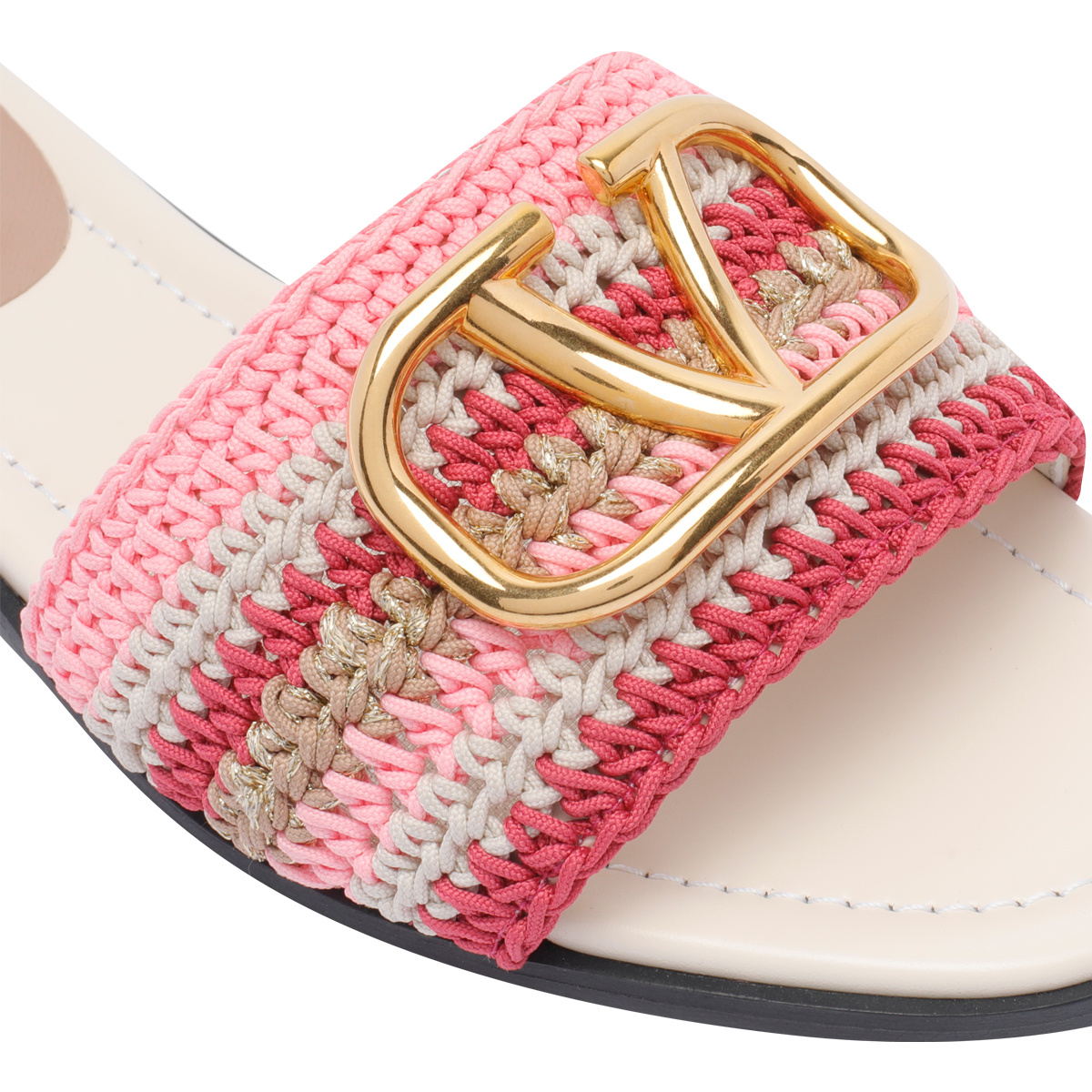 Valentino Round Head Slippers In Multicolor