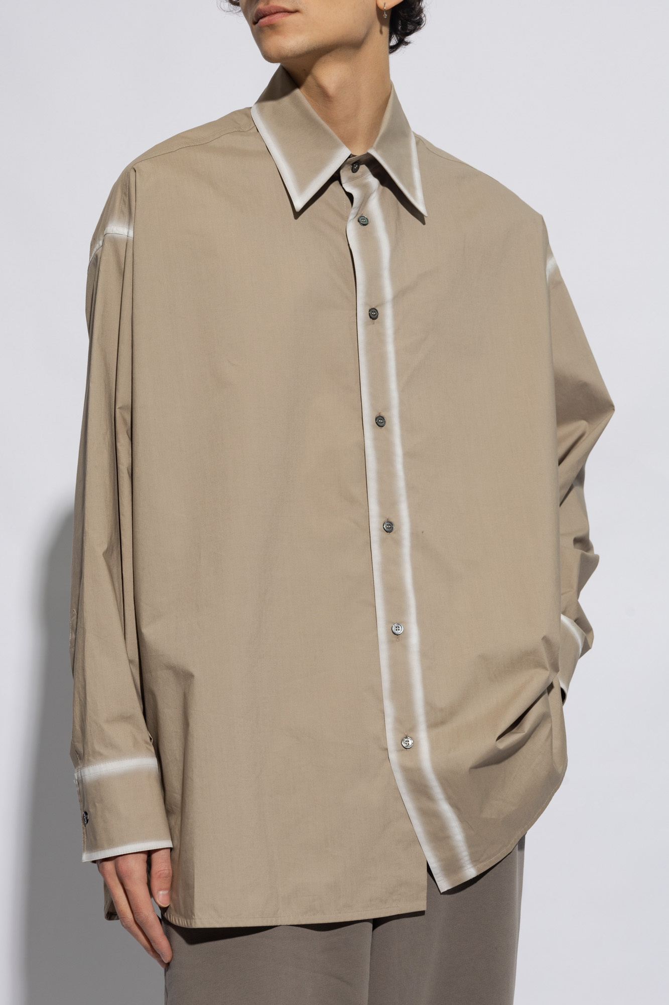 Mm6 Maison Margiela Contrasting-trim Poplin Shirt In Gray