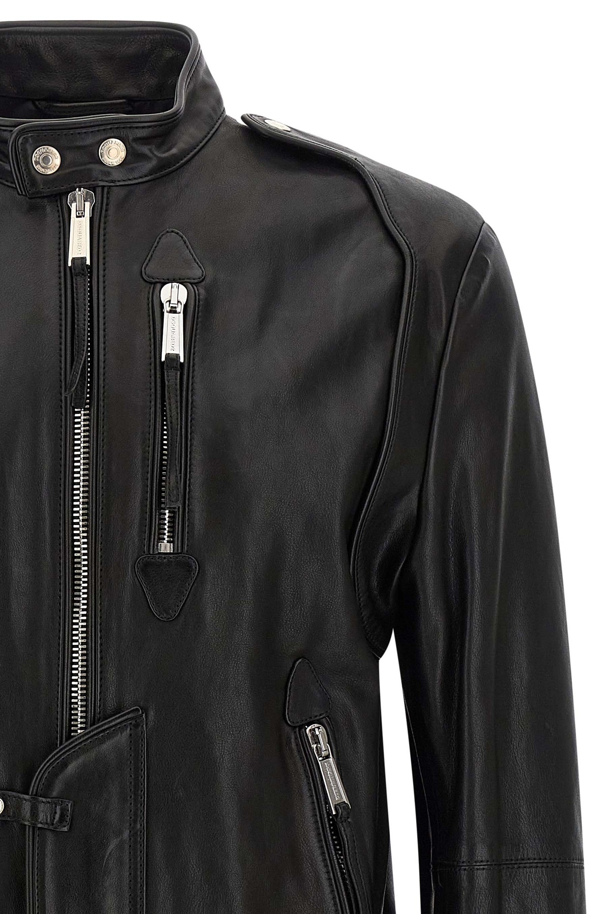 Dsquared2 X Ducati Capsule Leather Jacket Puffer Jackets Black In Black