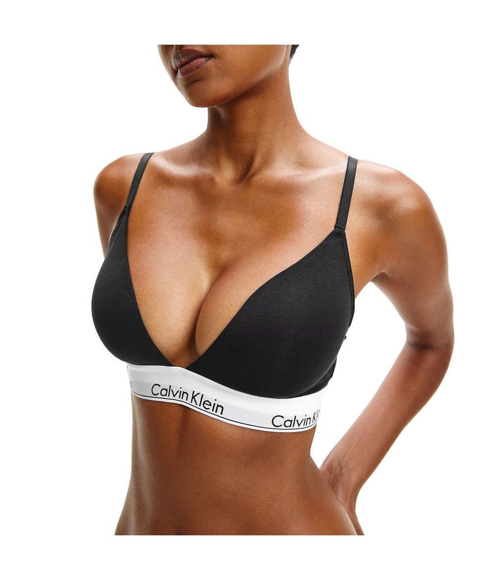Calvin Klein Modern Cotton Lightly Lined Triangle Bralette In Black