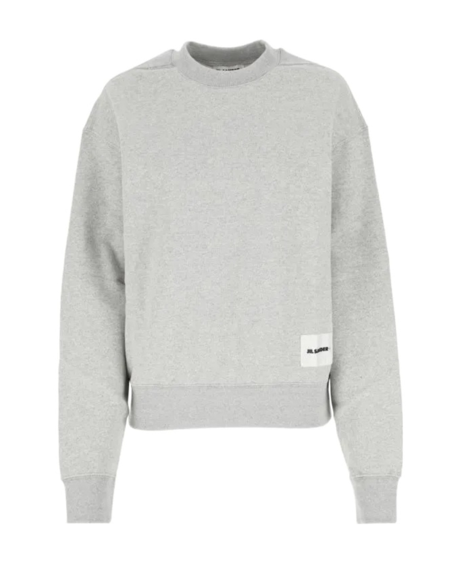 Jil Sander Logo Patch Crew-neck Sweatshirt In Gray