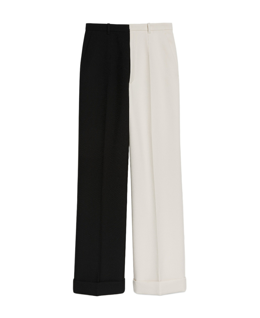 Gucci Two-tone Wool Trousers In Black
