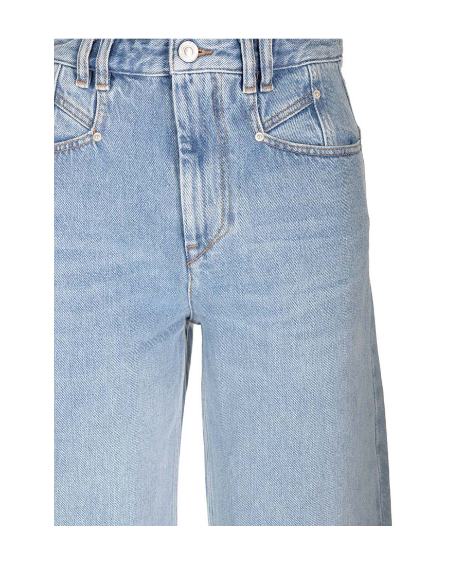 Isabel Marant Wide-leg Denim Trousers With Belt Loops In Gray