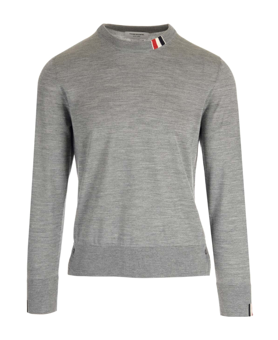 THOM BROWNE LOGO-PATCH WOOL SWEATSHIRT