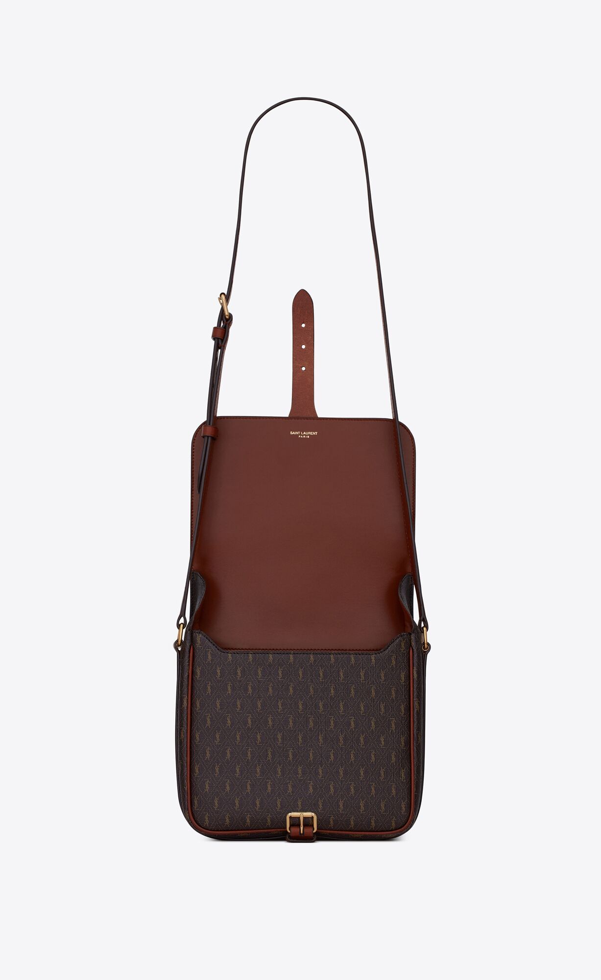 Saint Laurent Le Monogramme Buckle Satchel Bag In Brown
