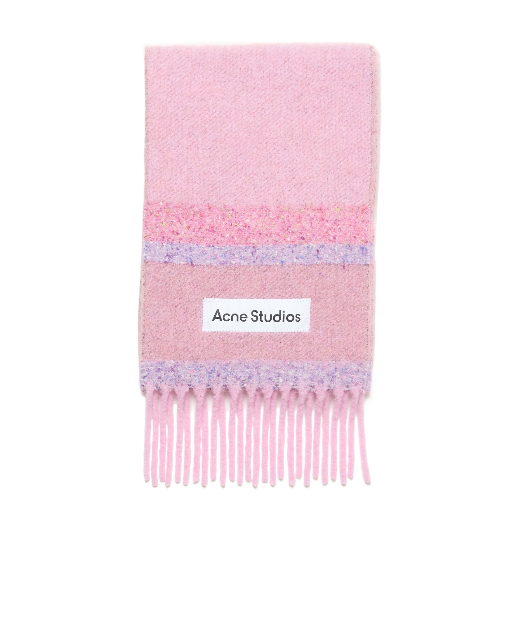 Acne Studios Pink Fringed Logo Scarf In Pink