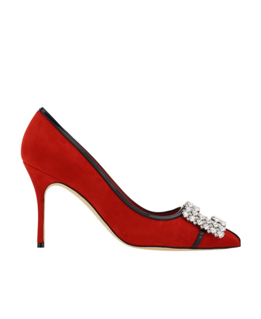 Manolo Blahnik Tuberian 90 Suede Pumps In Red