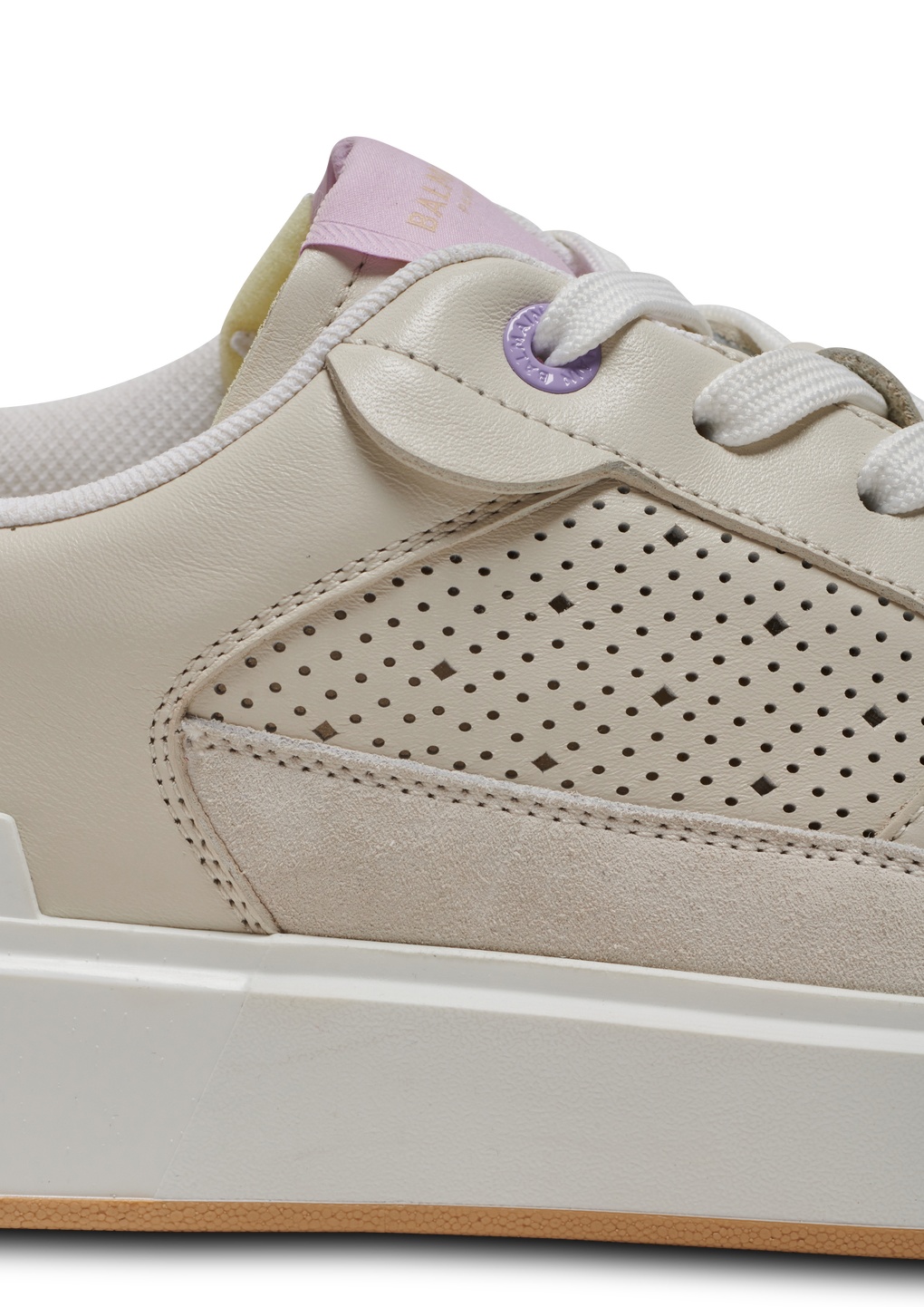 Shop Balmain B-court Flip Leather Trainers In Nude