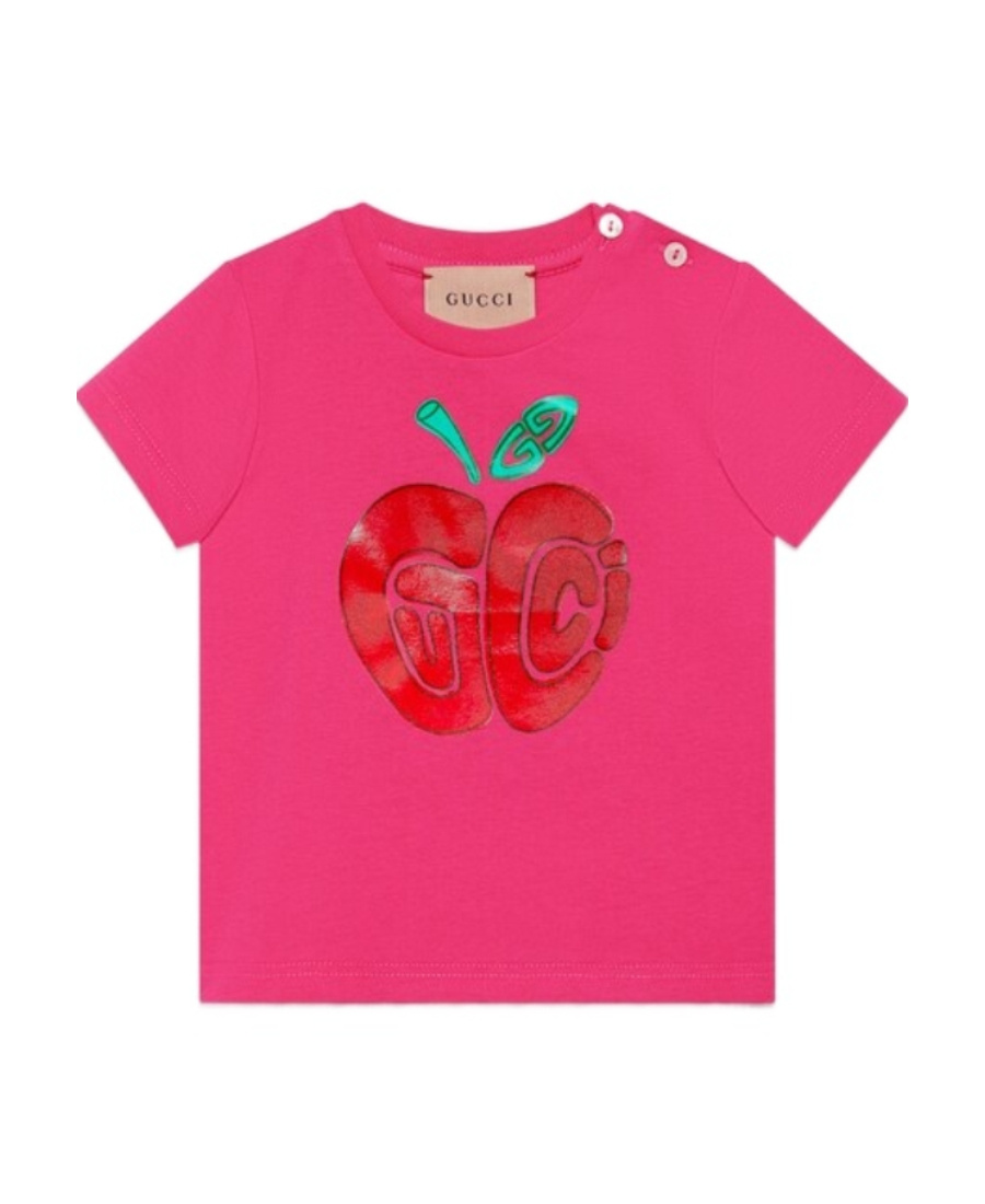 Gucci Apple-print Cotton T-shirt In Pink
