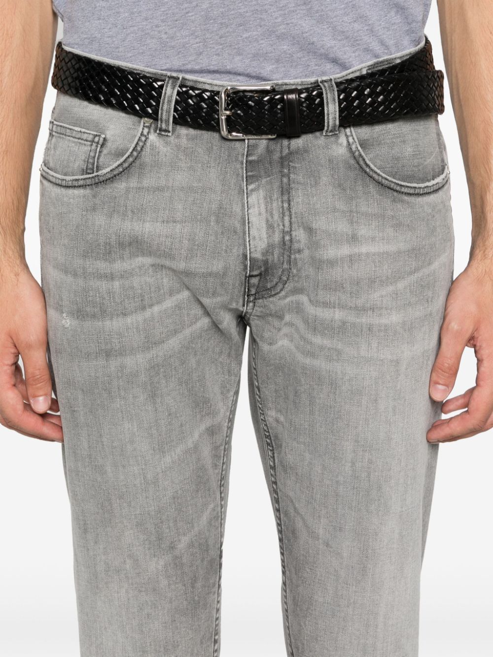 Eleventy Denim Trousers With Belt Loops In Gray