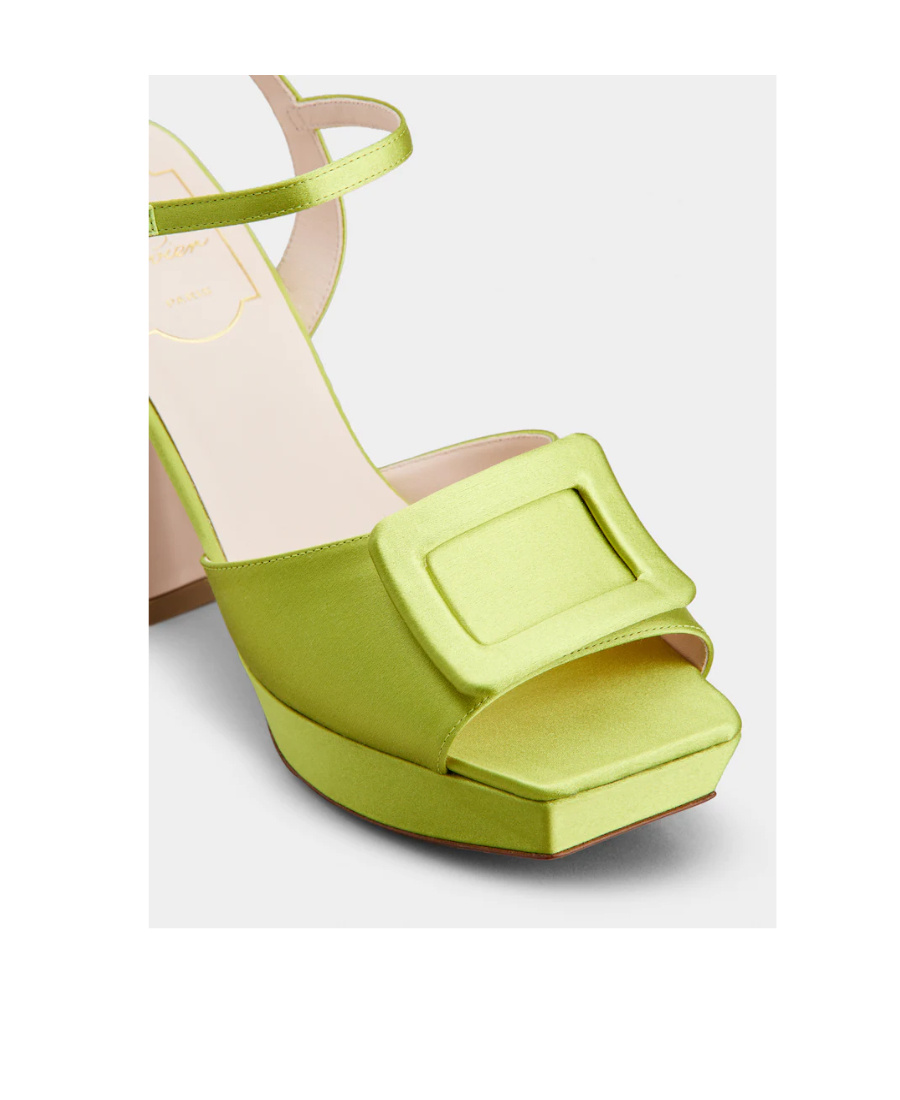 Roger Vivier Buckle High-heeled Sandals With Platform Soles In Green