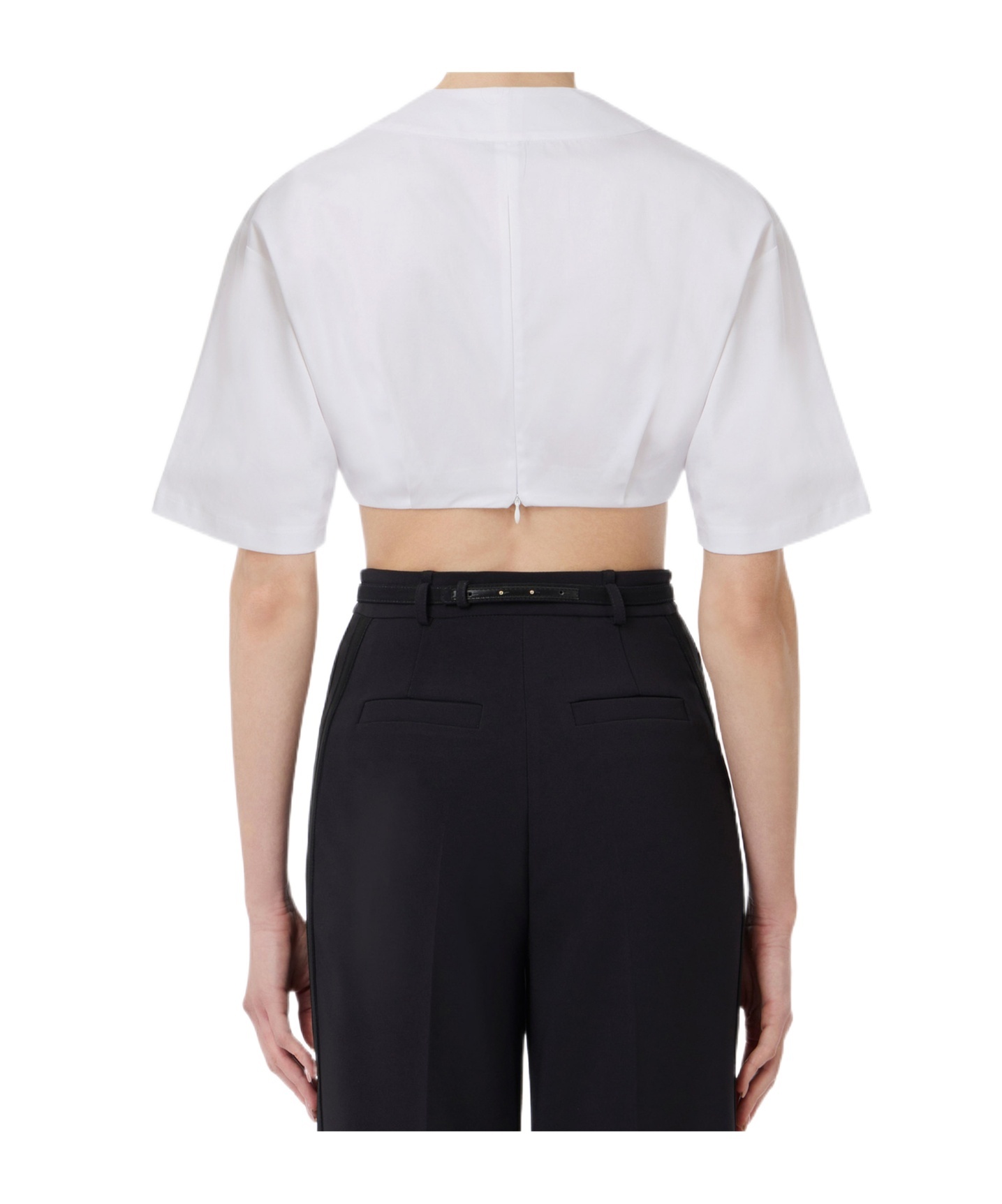 Elisabetta Franchi Stretch Cotton Top With Logo Detail In White