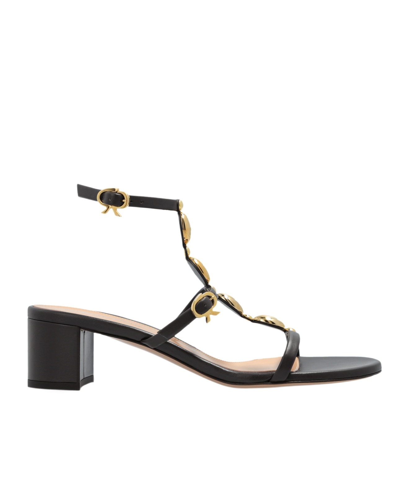 Gianvito Rossi Shanti Beaded T-strap Leather Sandals In Black