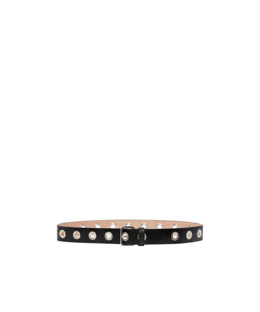 Alexander Mcqueen Eyelets Leather Belt In Black